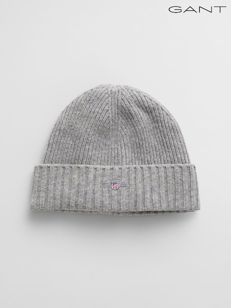 GANT Grey Shield Wool Blend Beanie Hat (H67495) | €63