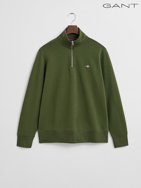 GANT Green Shield Logo Half Zip Sweatshirt (H67496) | €128