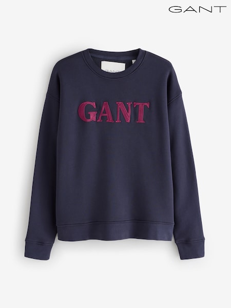 Azul - GANT Graphic Print Logo Crew Neck Sweatshirt (H67589) | R$ 1.185