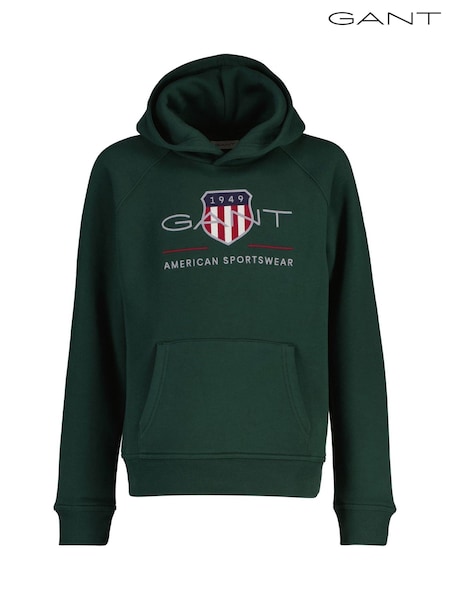 GANT Green Kids Archive Shield Logo Hoodie (H67594) | R$ 790
