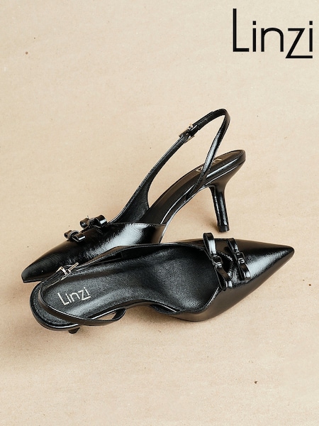 Linzi Black Aysha Court Heels With Double Bow Detail (H67612) | €50