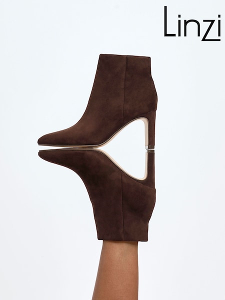 Linzi Brown Alisha Point Toe Block Heeled Ankle Boots (H67698) | €58