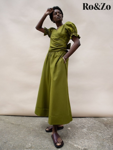 Ro&Zo Green Petite Cotton Poplin Culottes (H67710) | €113