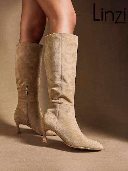 Linzi Nude Rush Pointed Toe High Leg Stiletto Boots (H67717) | €77