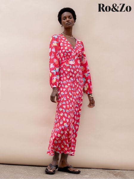 Ro&Zo Pink Petite Carnation Ditsy Print Tie Back Dress (H67733) | R$ 1.375