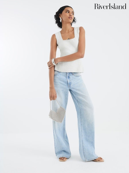 River Island White Boucle Vest (H67816) | R$ 475