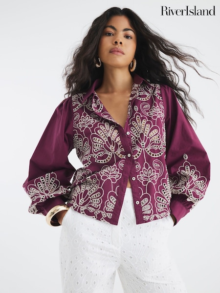 River Island Red Cutwork Detail Shirt (H67824) | €53