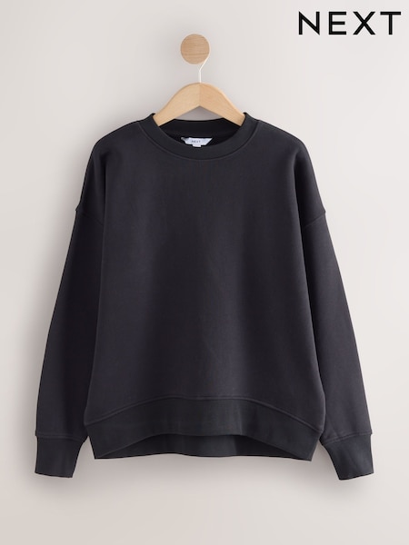 Ultimate Black Supersoft Peached Essentials Crew Neck Seam Detail Sweatshirt (H67828) | €25