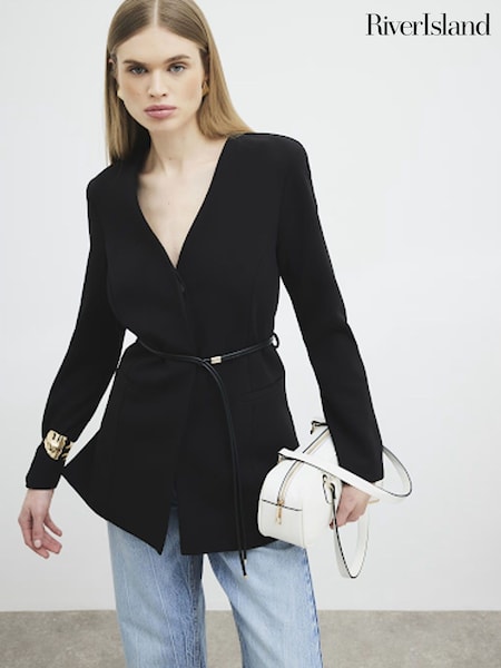 River Island Black Belted Blazer (H67831) | R$ 485