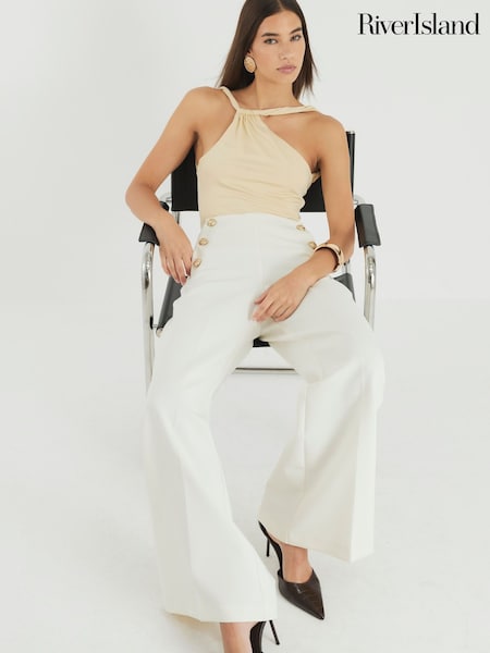 River Island Mock Button Front Trousers (H67832) | R$ 455