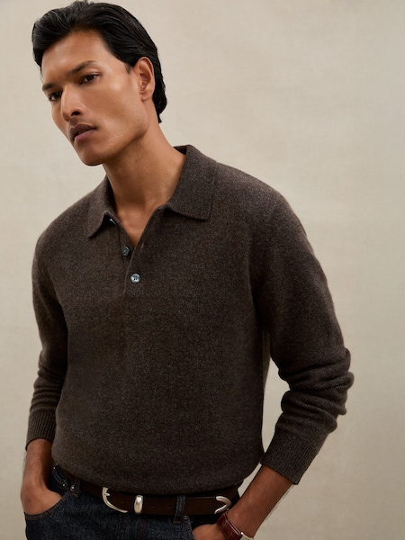 Reiss Chocolate Brown Daunton Atelier 100% Cashmere Polo Jumper (H67858) | € 265