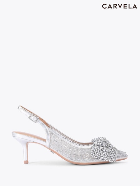 Carvela Chrome Chiara Bow Sling Shoes (H67879) | R$ 1.375