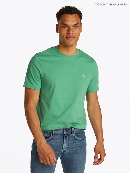 Tommy Hilfiger Green Contrast Monogram Embroidery T-Shirt (H67911) | AED320