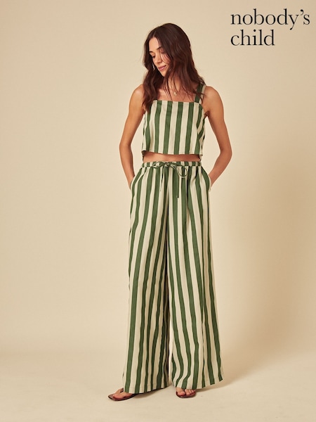 Nobodys Child Green Pippa Striped Linen Blend Top (H68016) | R$ 415