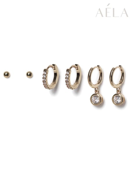 Aela Gold Tone Diamond Simulant Earrings Multipack (H68073) | €30