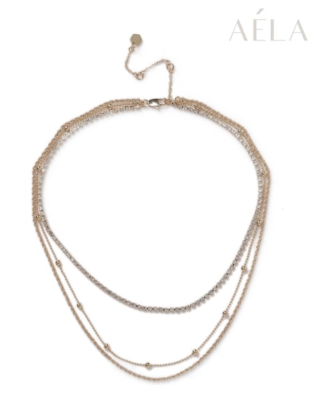 Aela Gold Tone Cup Chain Multirow Necklace (H68081) | €23