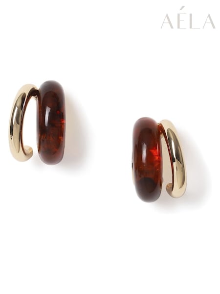 Aela Brown Resin Hoop Earrings (H68100) | €17
