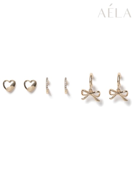 Aela Gold Tone Bow Multipack Earrings (H68103) | €17