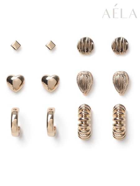 Aela Rose Gold Tone Textured Hoop Earrings Multipack (H68114) | €19