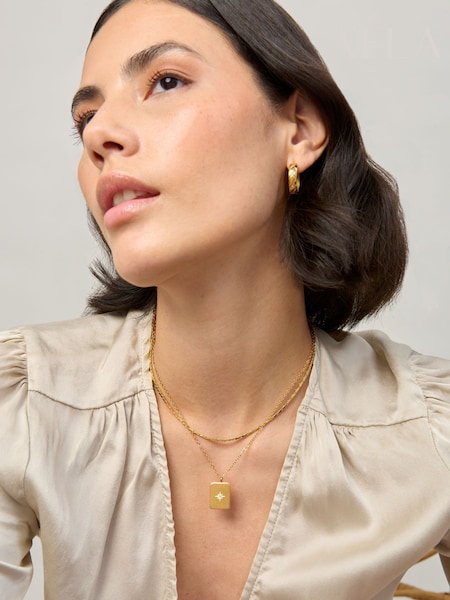 Aela Gold Tone Stainless Steel Layered Pendant Necklace (H68140) | €37