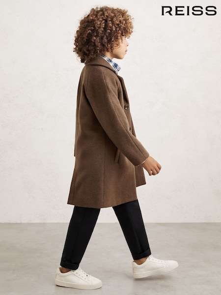 Reiss Light Brown Wallace 9-13 yrs Wool-Blend Raglan-Sleeve Overcoat (H68183) | 794 QAR