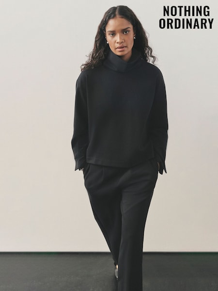 Nothing Ordinary Black Funnel Neck Sweatshirt (H68194) | €102
