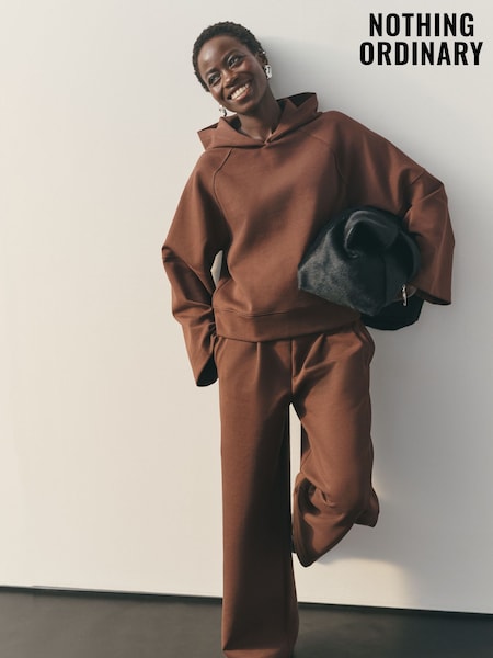 Nothing Ordinary Chocolate Brown Luxe Jersey Kimono Sleeve Hoodie (H68196) | €102