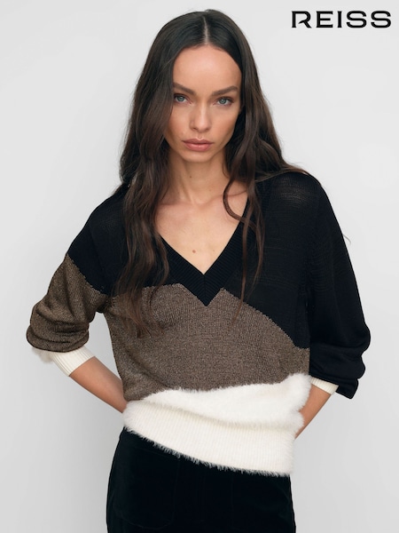 Reiss Black/White/Metallic Harley Jumper (H68277) | €225