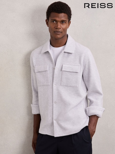 Reiss Grey Marl Maxwell Press-Stud Jersey Shirt with Cotton (H68279) | €195