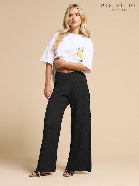 PixieGirl Petite Textured Wide Leg Trousers (H68299) | R$ 295
