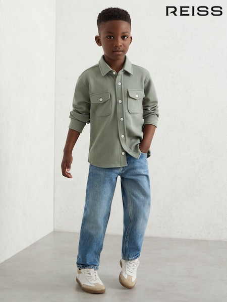 Reiss Sage Alabastor 9-13 yrs Waffle-Textured Twin-Pocket Overshirt (H68304) | AED302