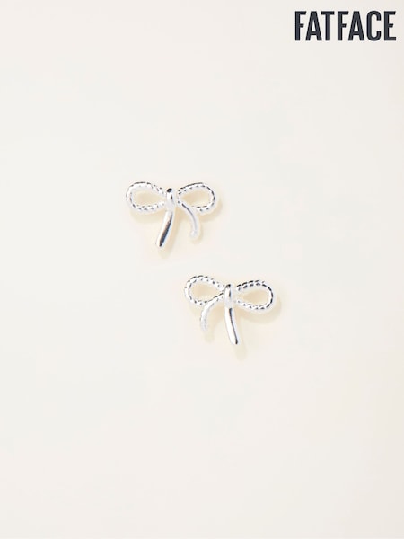 FatFace Silver Tone Bow Stud Earrings (H68332) | AED49