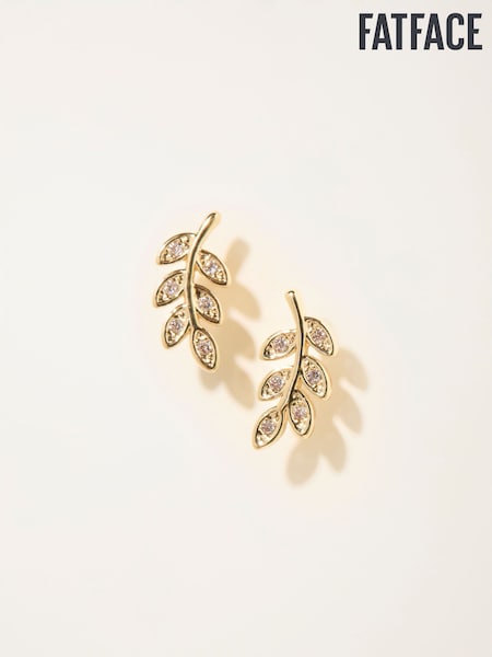 FatFace Gold Tone Leaf Stud Earrings (H68346) | 44 QAR