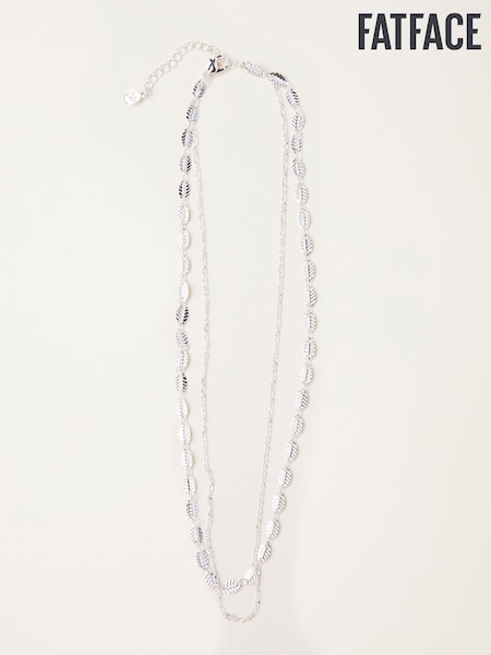 FatFace Silver Tone Layered Leaf Necklace (H68363) | 86 QAR
