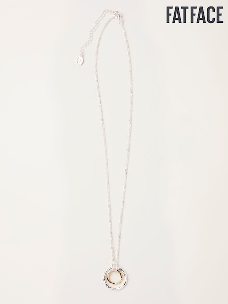 FatFace Silver Tone Double Hoop Necklace (H68367) | 75 QAR
