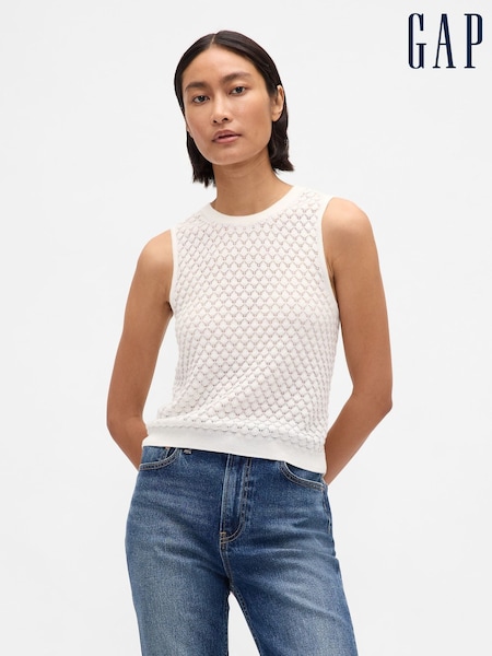 Gap White Lightweight Soft Touch Crop Sleeveless Vest (H68413) | 190 zł