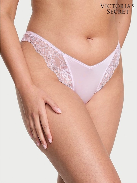 Victoria's Secret Light Hyacinth Purple Thong Rose Lace Trim Knickers (H68626) | €17.50