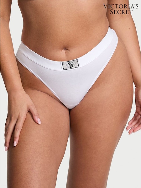 Victoria's Secret White Thong Logo Shine Patch Knickers (H68804) | €11.50