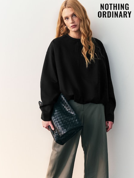Nothing Ordinary Black Luxe Bubble Hem Sweatshirt (H68936) | €115.50