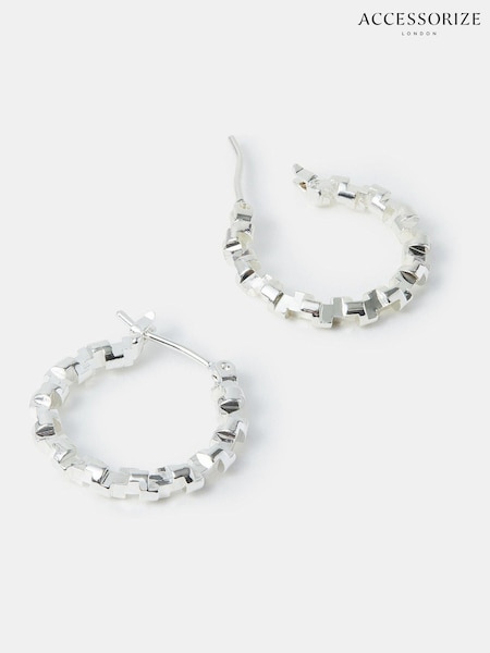 Accessorize Silver Tone Diamond Cut Hoop Earrings (H68942) | €22.50
