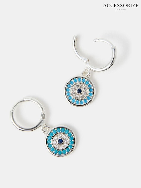 Accessorize Silver Tone Evil Eye Hoop Earrings (H68950) | €21.50