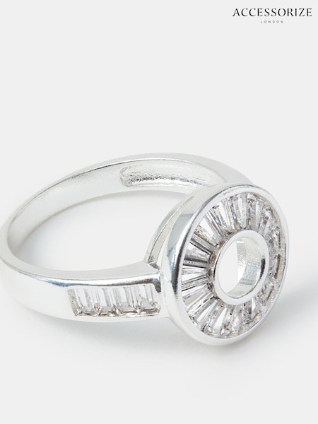 Accessorize Silver Tone Sterling Sparkle Circle Ring (H68955) | €25