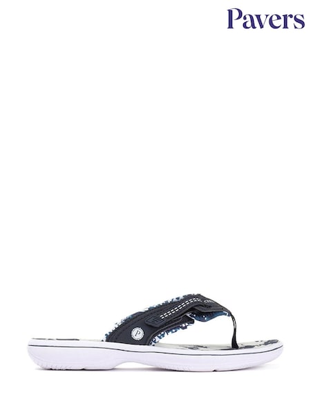 Pavers Blue Touch-Fastening Toe Post Sandals (H69113) | €32