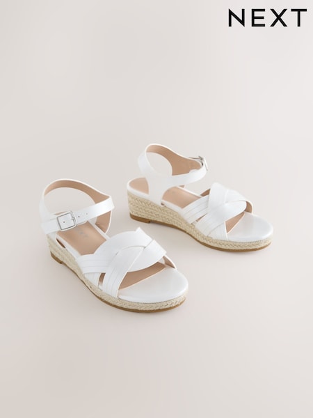 Weiß - Woven Heeled Wedge Sandals (H69201) | 34 € - 44 €
