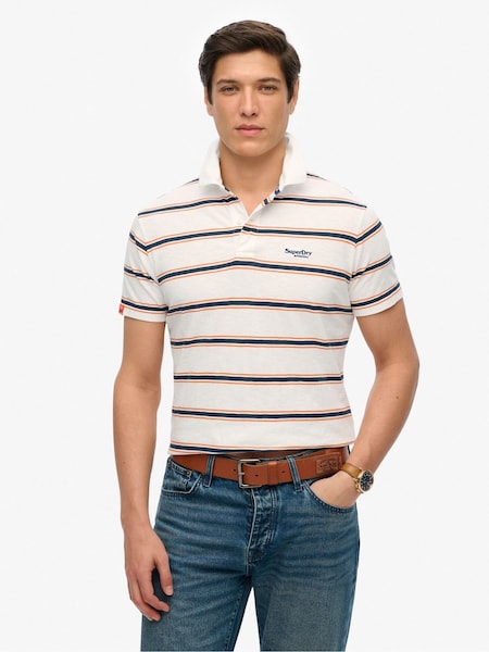 Superdry White Lightweight Stripe Jersey Polo Top (H69221) | R$ 345