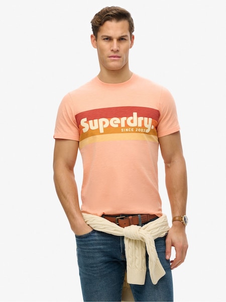 Superdry Pink Terrain Logo Stripe Relaxed T-Shirt (H69227) | 148 QAR