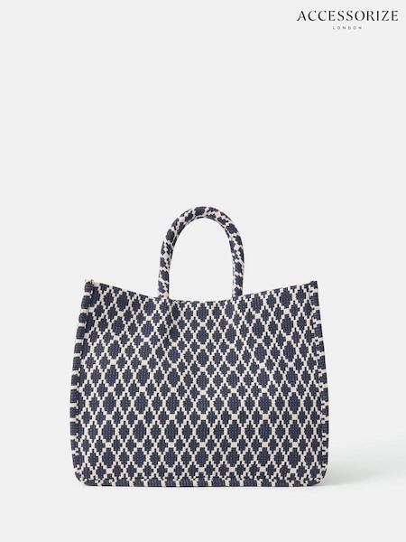 Accessorize Blue Geometric Print Textile Handbag (H69275) | €42