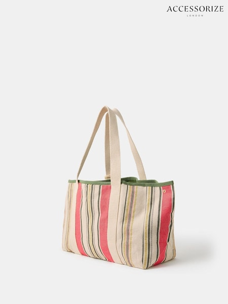 Accessorize Natural Stripe Canvas Tote Bag (H69284) | R$ 315
