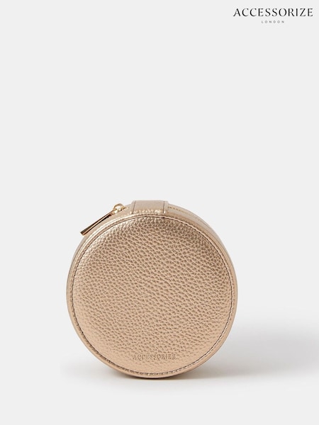 Accessorize Gold Round Metallic Jewellery Box (H69288) | R$ 195