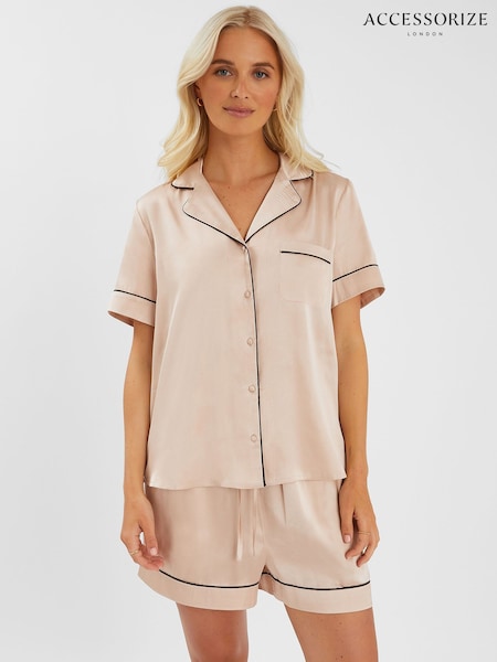 Accessorize Brown Satin Short Pyjamas Set (H69297) | R$ 345